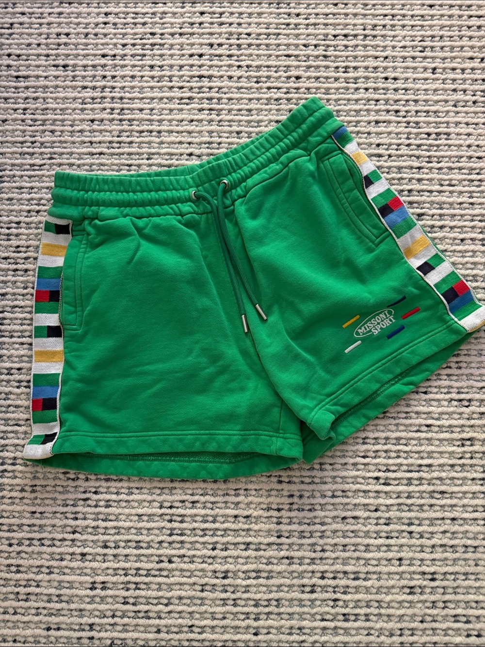 Missoni Green Women's Athletic Shorts with Multicolor Side Trim
